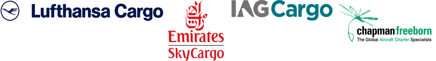 Lufthansa Cargo, Emirates SkyCargo, IAG Cargo and Chapman Freeborn logos